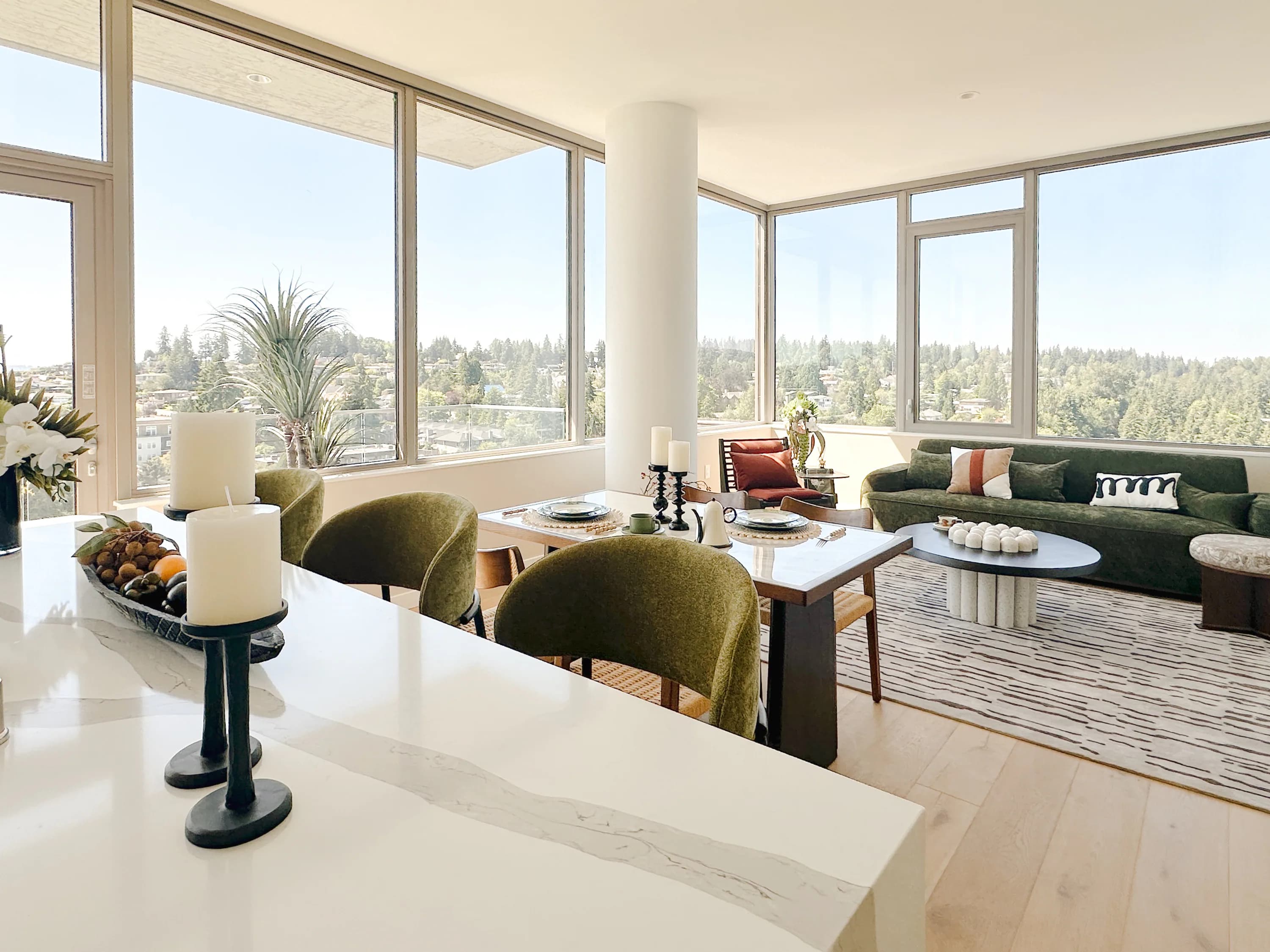 Living and dining area after model-home installation