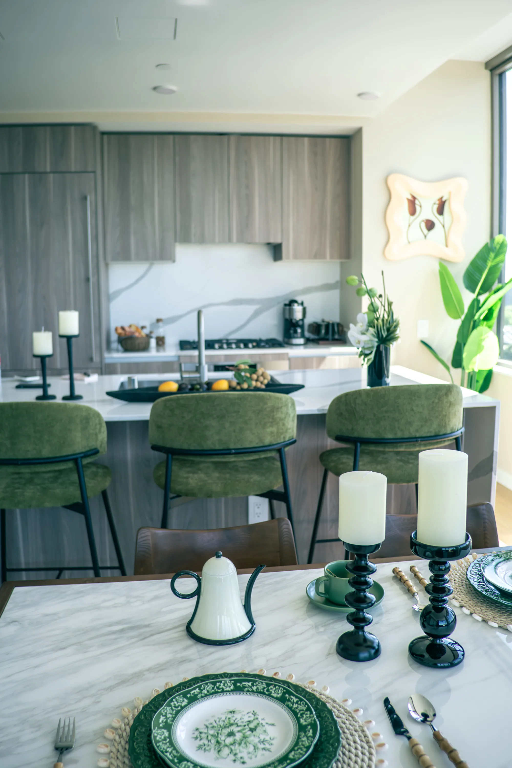 Coordinated tabletop pieces, accessories, greenery, and furnishings