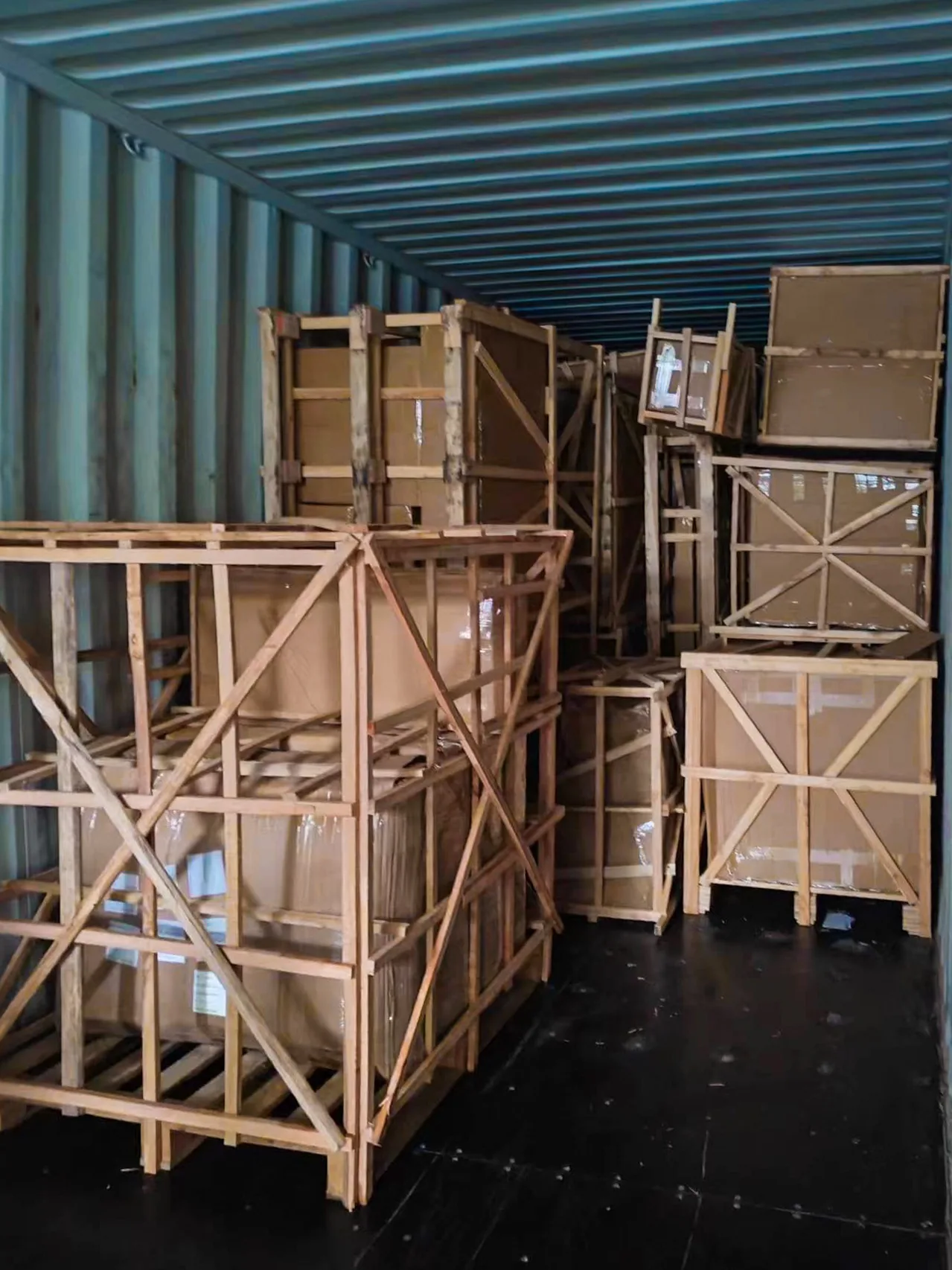 Furniture protected in custom packaging for international shipment