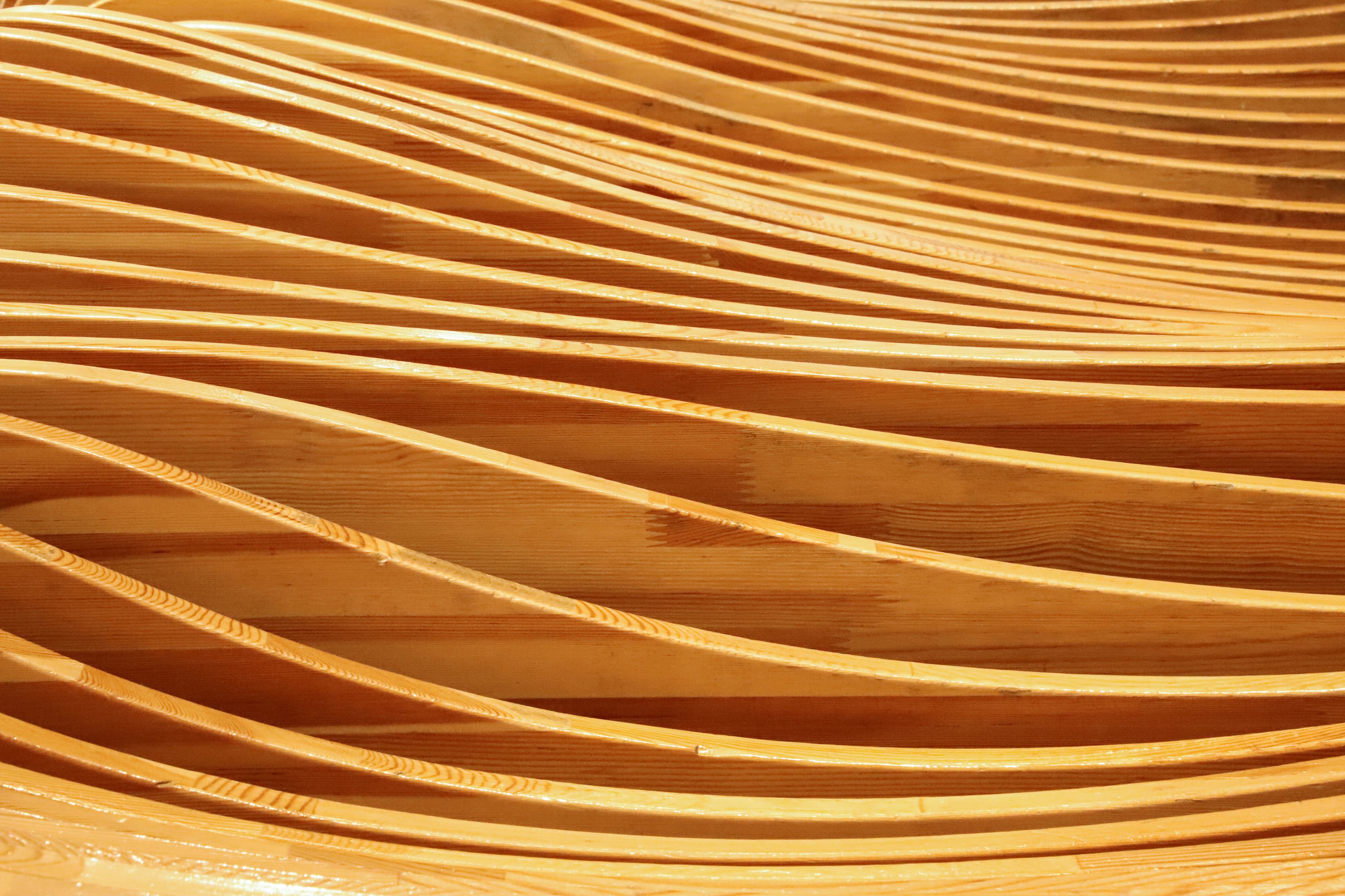 Warm curved wood detail