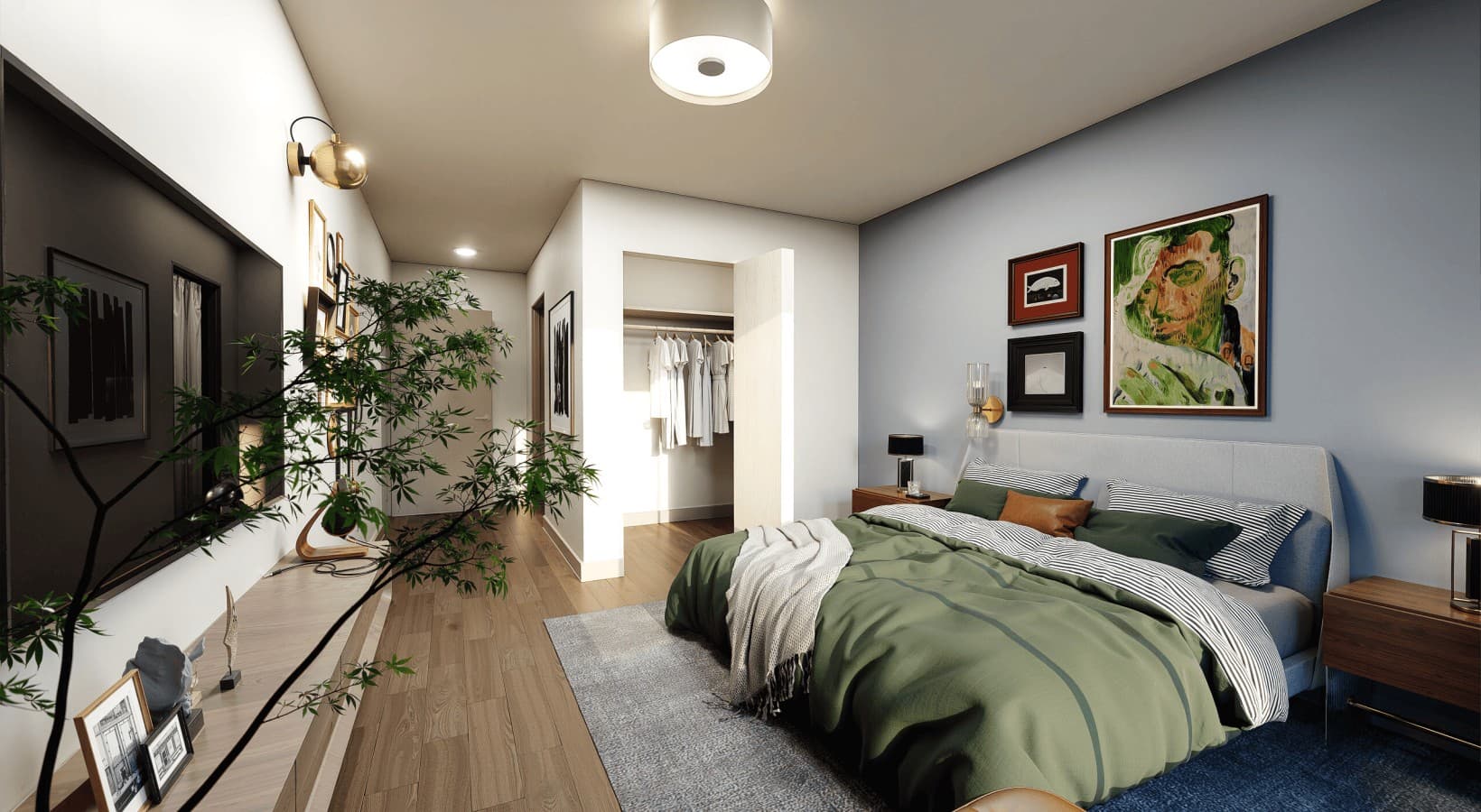 Pilot-themed model bedroom at Rainier Landing